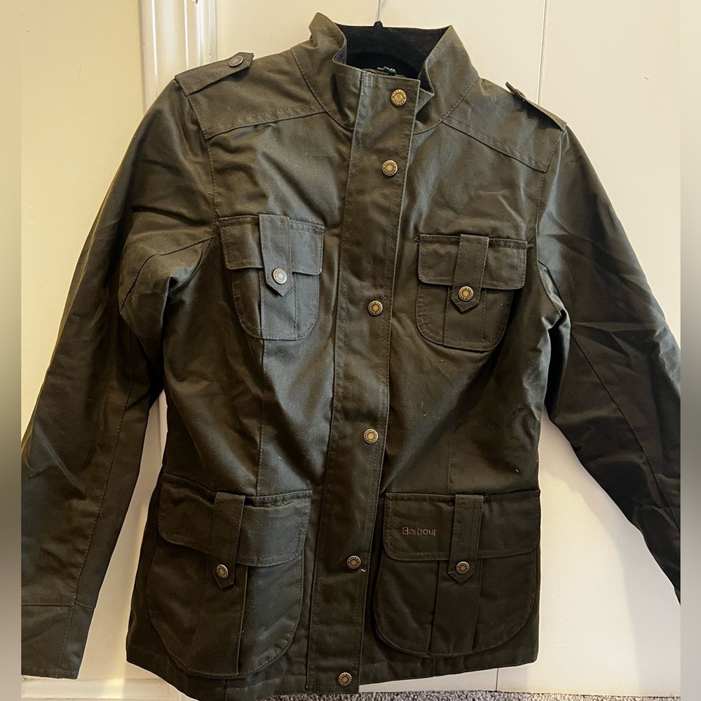 NWT Barbour Winter Defence Waxed Cotton Jacket - Olive - Women's US Size 6